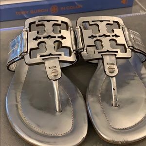 Tory Burch Metallic Silver Miller Sandals 7.5